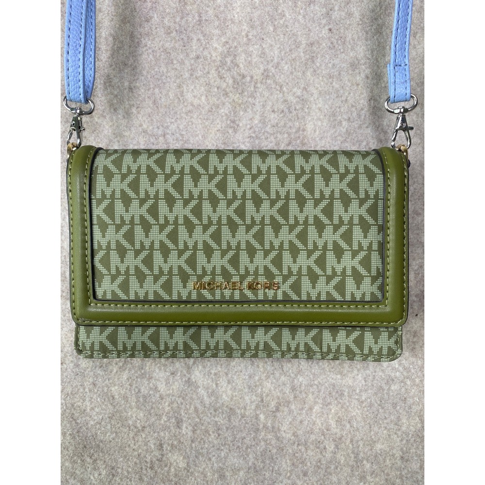 Michael Kors Jet Set Small Phone Crossbody Olive MK Signature